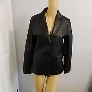 Jaclyn Smith Black Women's Leather Blazer